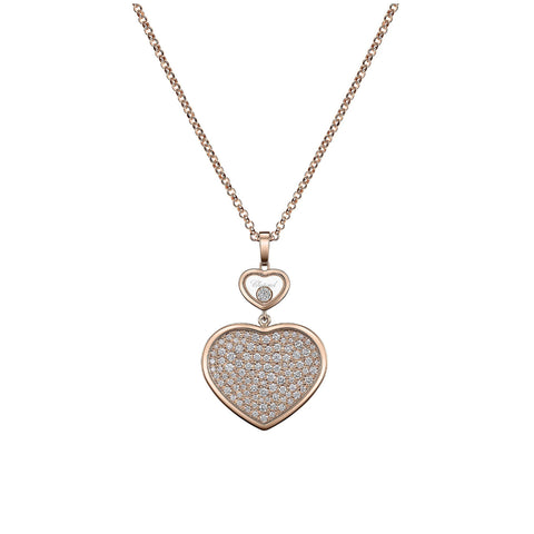 Happy Hearts Ethical Rose Gold Pavé Diamonds Pendant Necklace