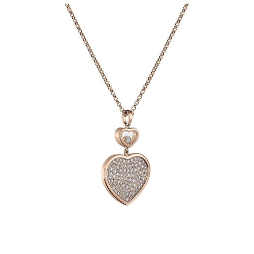 Chopard Jewelry - Happy Hearts Ethical Rose Gold Pavé Diamonds Pendant Necklace | Manfredi Jewels