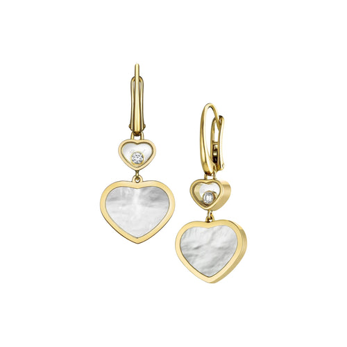 Chopard Jewelry - Happy Hearts Ethical Yellow Gold Mother of Pearl & Diamond Earrings | Manfredi Jewels