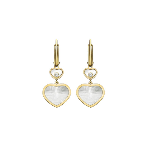 Chopard Jewelry - Happy Hearts Ethical Yellow Gold Mother of Pearl & Diamond Earrings | Manfredi Jewels