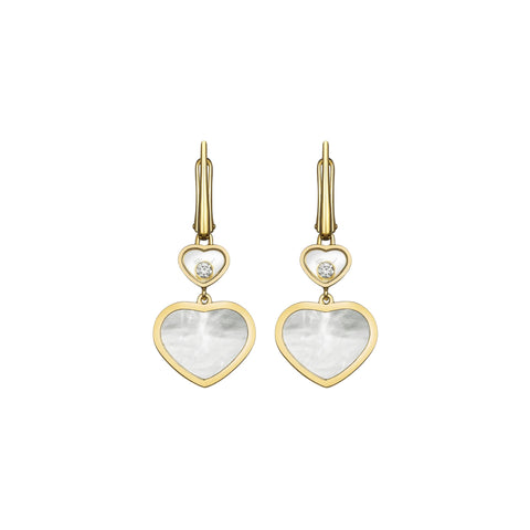 Happy Hearts Ethical Yellow Gold Mother of Pearl & Diamond Earrings