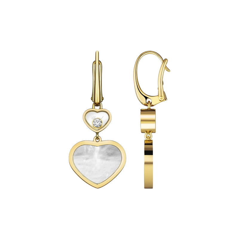 Chopard Jewelry - Happy Hearts Ethical Yellow Gold Mother of Pearl & Diamond Earrings | Manfredi Jewels