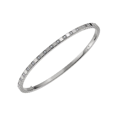 Ice Cube Ethical White Gold Semi-set Diamonds Bangle Bracelet