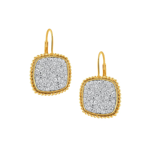 Doves Jewelry - Byzantine 18K Yellow Gold Diamond Pavé Drop Earrings | Manfredi Jewels