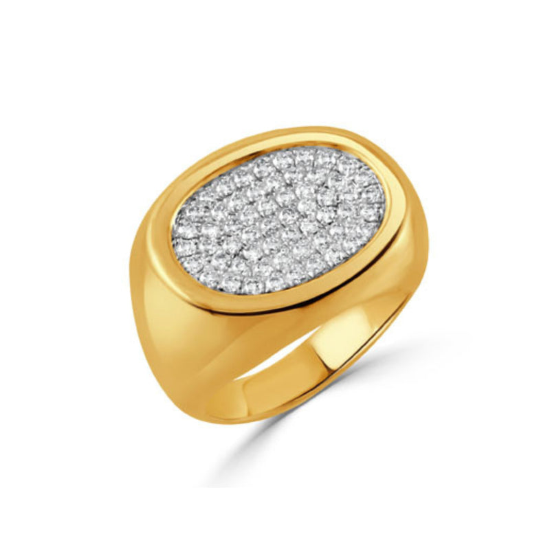 Doves Jewelry - Byzantine 18K Yellow Gold Diamond Pavé Oval Ring | Manfredi Jewels