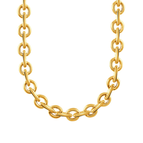 Doves Jewelry - Circolo 18K Yellow Gold Diamond Cut Cuban Circle Link Chain Necklace | Manfredi Jewels