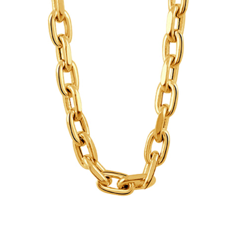 Fancy 18K Yellow Gold Oval Large Link Chain Necklace