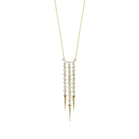 Fashion 18K Yellow Gold Diamond Multi Drop Necklace