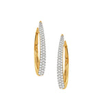 Doves Jewelry - Fashion 18K Yellow & White Gold Two Tone Diamond Pavé Hoop Earrings | Manfredi Jewels