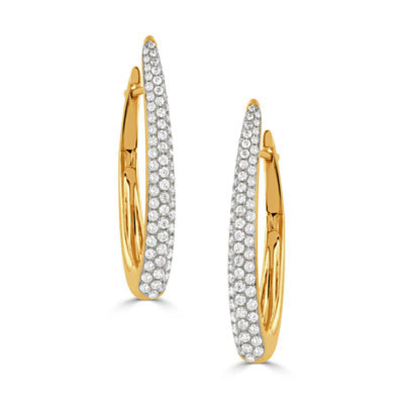 Doves Jewelry - Fashion 18K Yellow & White Gold Two Tone Diamond Pavé Hoop Earrings | Manfredi Jewels