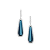 Doves Jewelry - London Blue 18K White Gold Blue Topaz Diamond Halo Drop Earrings | Manfredi Jewels