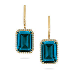 Doves Jewelry - London Blue 18K Yellow Gold Blue Topaz Diamond Drop Earrings | Manfredi Jewels