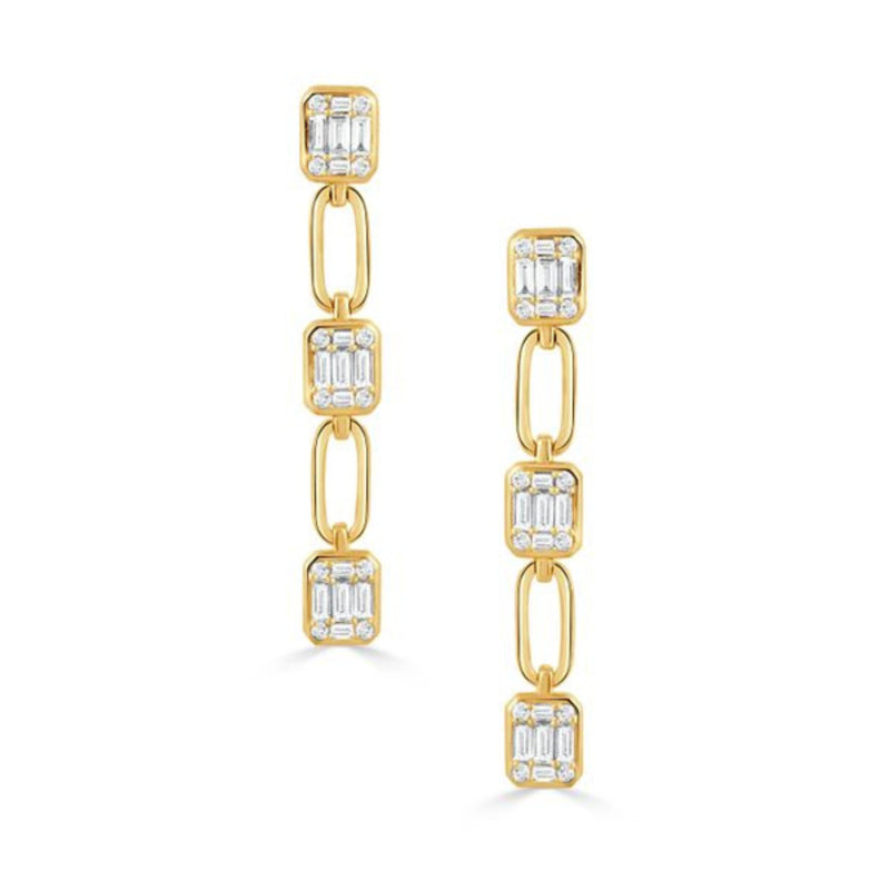 Doves Jewelry - Mondrian 18K Yellow Gold Diamond Drop Earrings | Manfredi Jewels