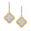 Doves Jewelry - Ravenna 18K Yellow Gold Flower Diamond Pavé Hoop Drop Earrings | Manfredi Jewels