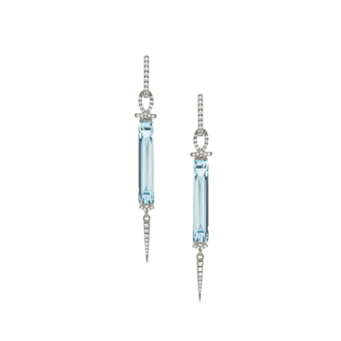 Sky Blue 18K White Gold Blue Topaz Diamond Drop Earrings