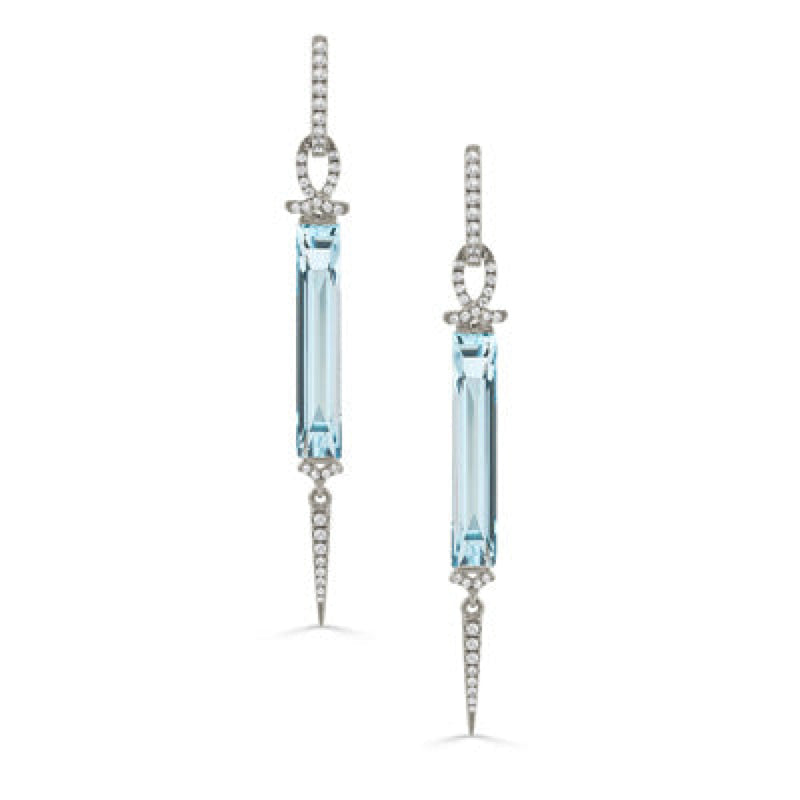 Doves Jewelry - Sky Blue 18K White Gold Blue Topaz Diamond Drop Earrings | Manfredi Jewels