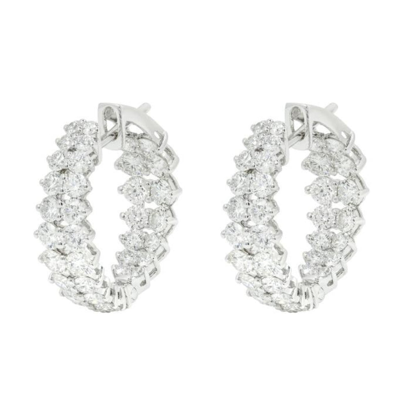 Etho Maria Jewelry - Gemini 18K White Gold Two Row Diamond Hoop Earrings | Manfredi Jewels