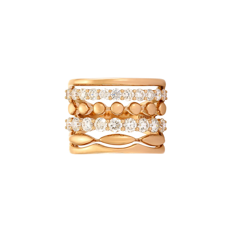 Etho Maria Jewelry - My Etho 18K Rose Gold 6 Row Diamond Ring | Manfredi Jewels