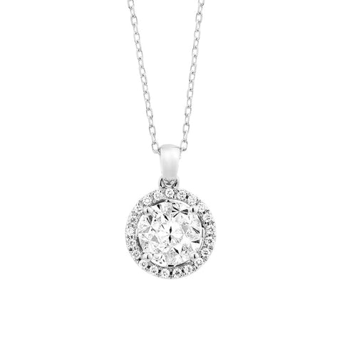 Classics 14K White Gold 1.15 ct Diamond Halo Pavé Pendant