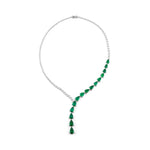 Facet Barcelona Jewelry - Red Carpet 14K White Gold Mixed Cuts 25.42 ct Emerald & Diamond Necklace | Manfredi Jewels