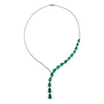 Facet Barcelona Jewelry - Red Carpet 14K White Gold Mixed Cuts 25.42 ct Emerald & Diamond Necklace | Manfredi Jewels