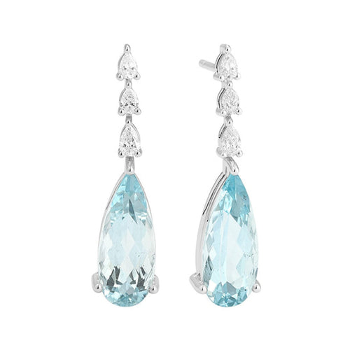 Red Carpet 18K White Gold 6.54 ct Aquamarine & Diamond Drop Earrings