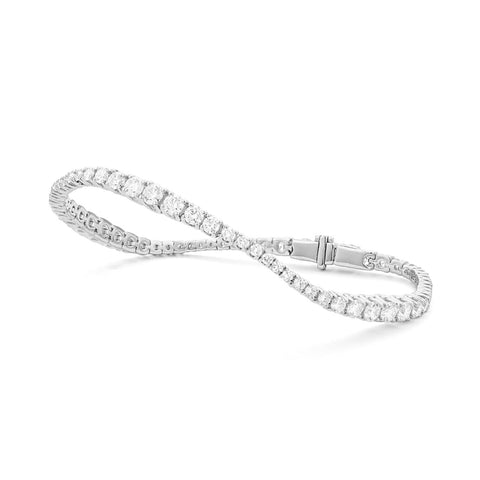 Tennis 14K White Gold 5 ct Diamond Waves Riviere Graduated Bracelet