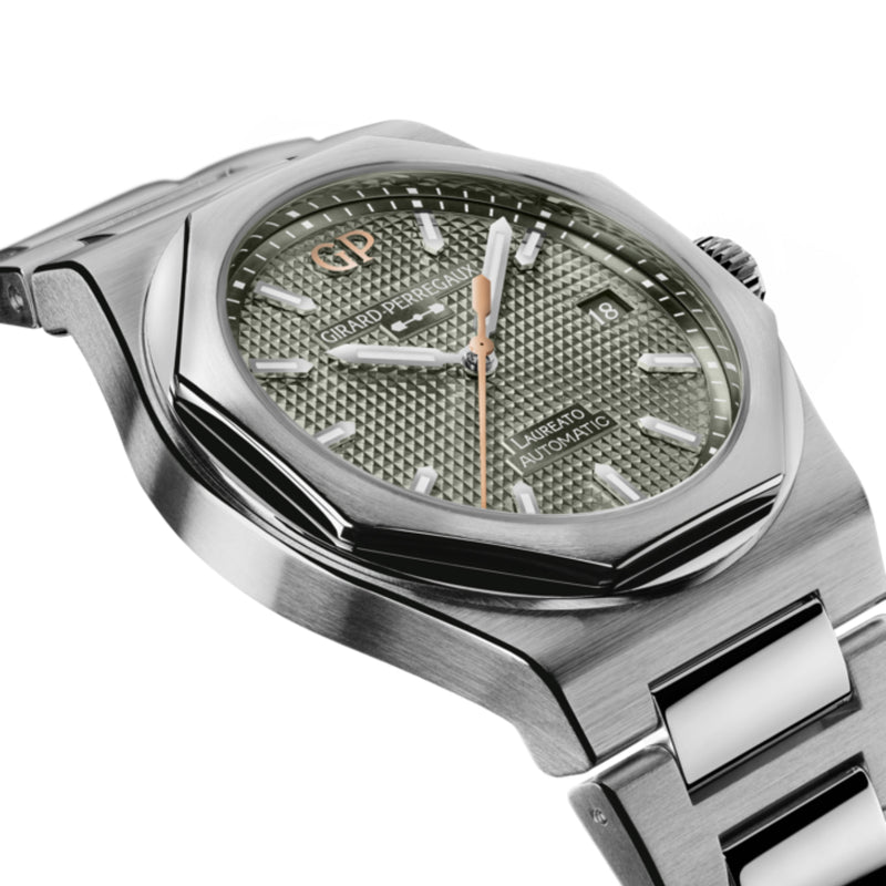 Girard-Perregaux New Watches - LAUREATO 38MM SAGE GREEN | Manfredi Jewels