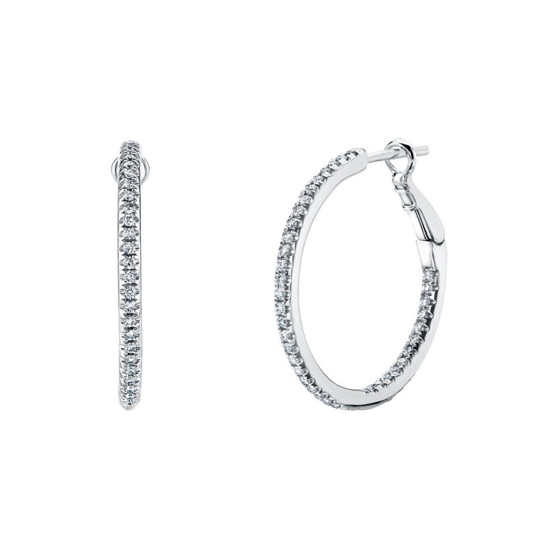 Manfredi Jewels Jewelry - 14K White Gold 0.8ct Diamond Micro Hoop Earrings | Manfredi Jewels