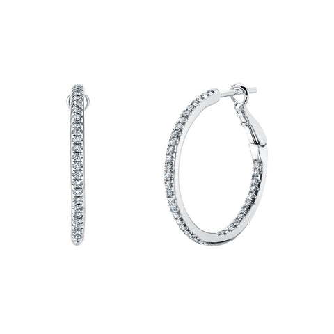 14K White Gold 0.8ct Diamond Micro Hoop Earrings