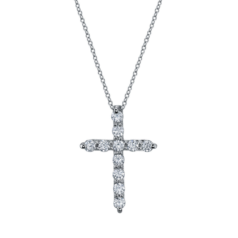 Manfredi Jewels Jewelry - 18K White Gold 2.63 ct Round Diamond Cross Pendant Necklace | Manfredi Jewels