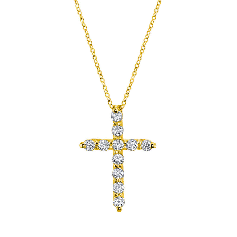 Manfredi Jewels Jewelry - 18K Yellow Gold 0.23 ct Round Diamond Cross Pendant Necklace | Manfredi Jewels