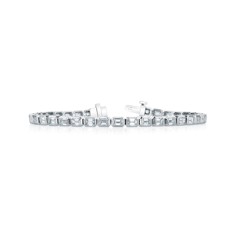 Manfredi Jewels Jewelry - Emerald Cut Bezel Set 18K White Gold 14.40ct Diamond Tennis Bracelet | Manfredi Jewels