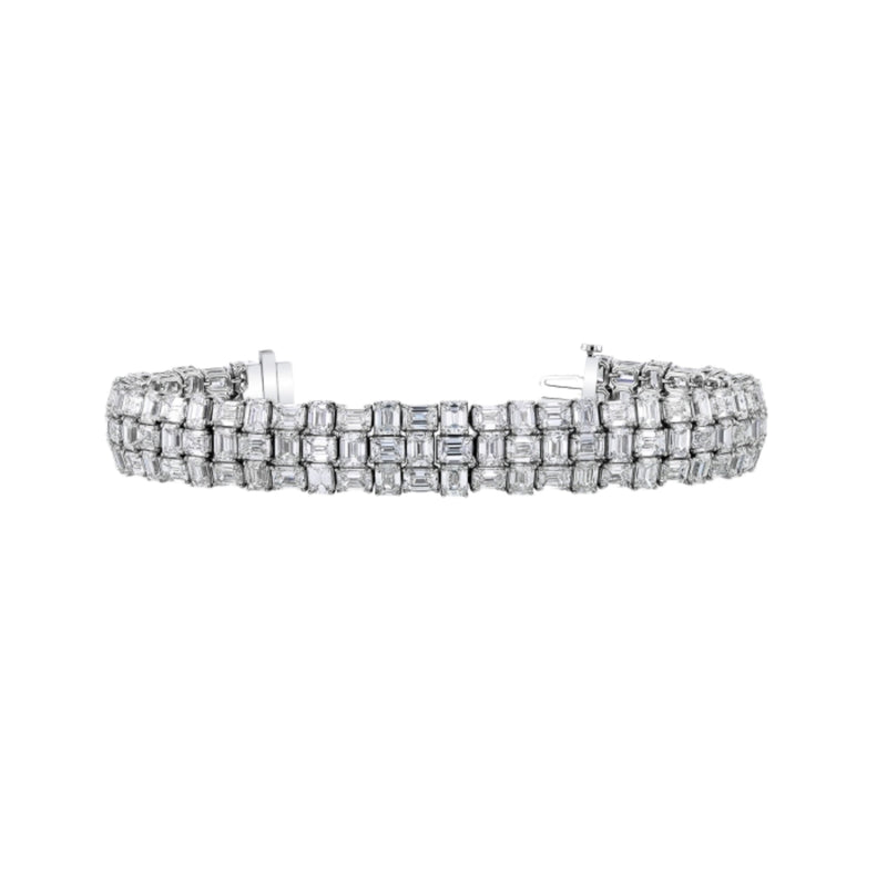 Manfredi Jewels Jewelry - Emerald Cut Platinum 39.36ct Alternating Diamond Bracelet | Manfredi Jewels