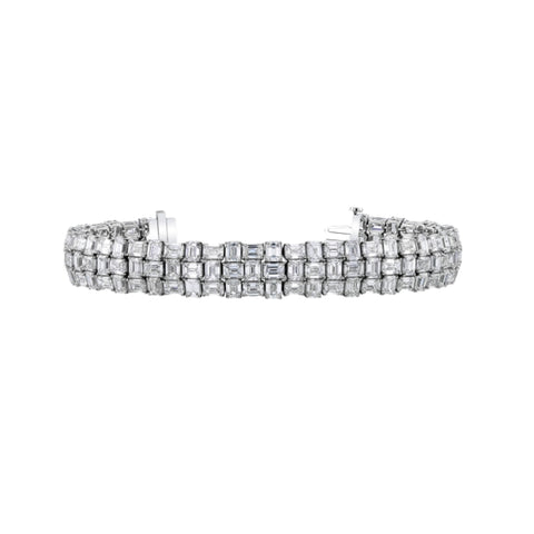 Emerald Cut Platinum 39.36ct Alternating Diamond Bracelet