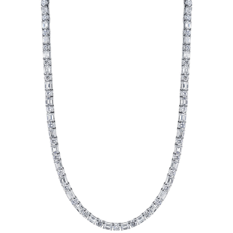 Manfredi Jewels - Emerald Cut Platinum 14.57ct Diamond Necklace | Manfredi Jewels