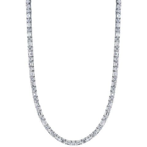 Emerald Cut Platinum 14.57ct Diamond Necklace