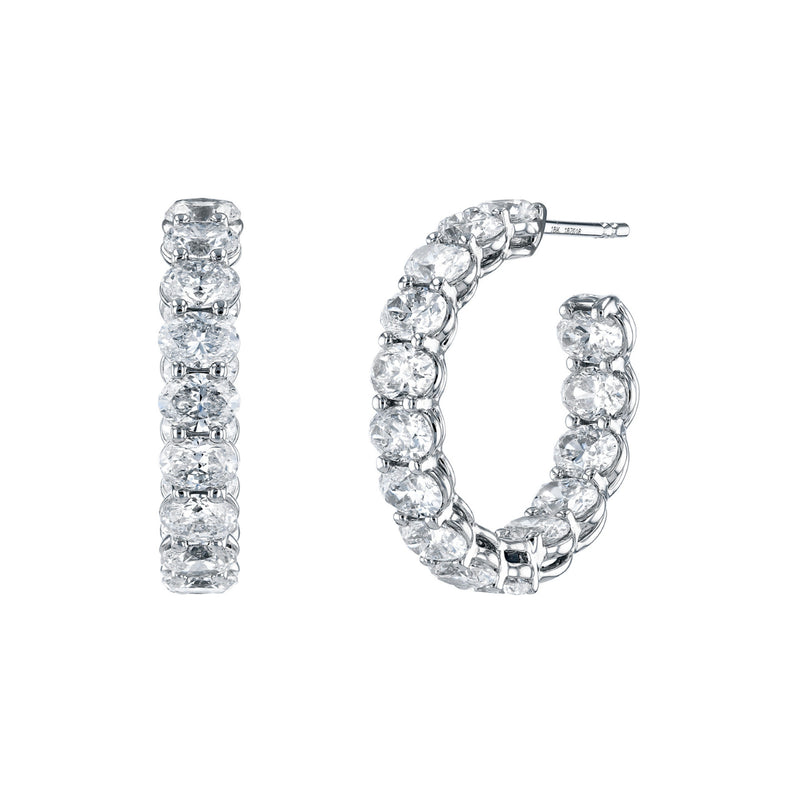 Manfredi Jewels Jewelry - Oval Cut 18K White Gold 6.15ct Diamond Hoop Earrings | Manfredi Jewels