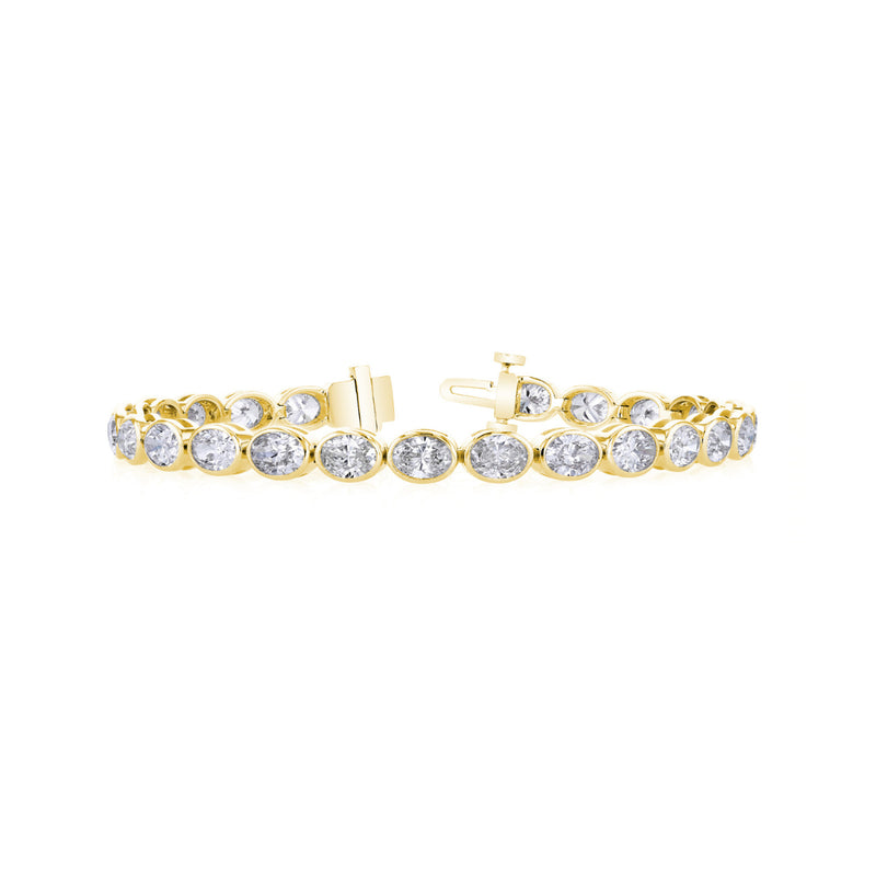 Manfredi Jewels Jewelry - Oval Cut Bezel Set 18K Yellow Gold 10.52ct Diamond Tennis Bracelet | Manfredi Jewels