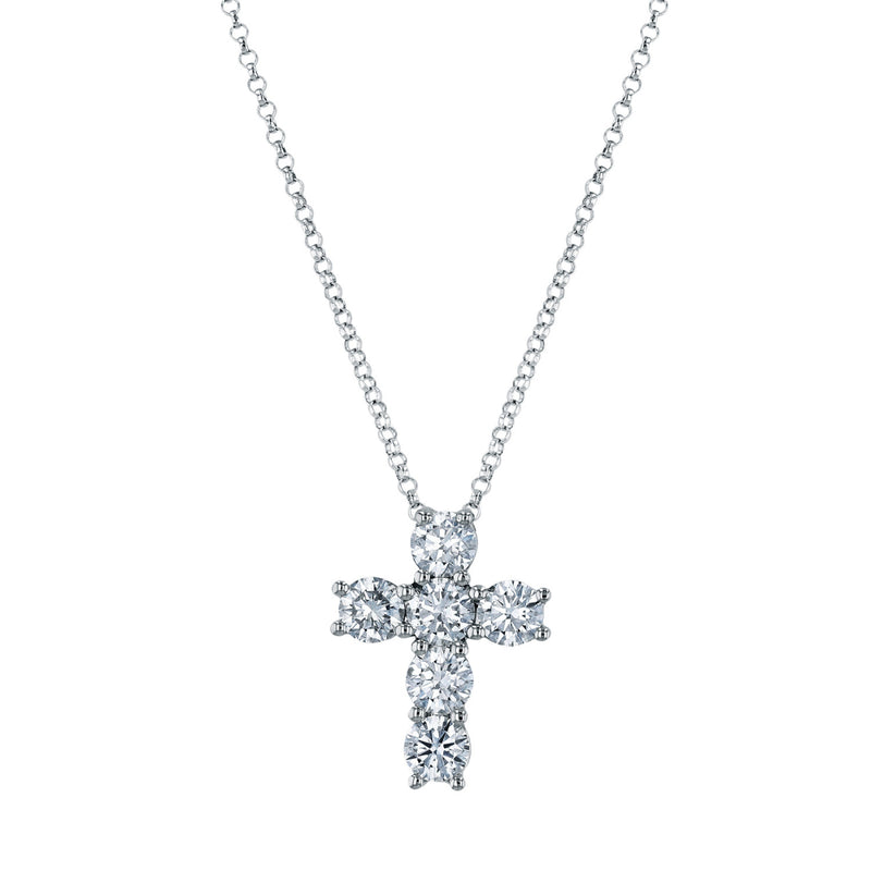 Manfredi Jewels Jewelry - Platinum 1.45 ct Round Diamond Cross Pendant Necklace | Manfredi Jewels