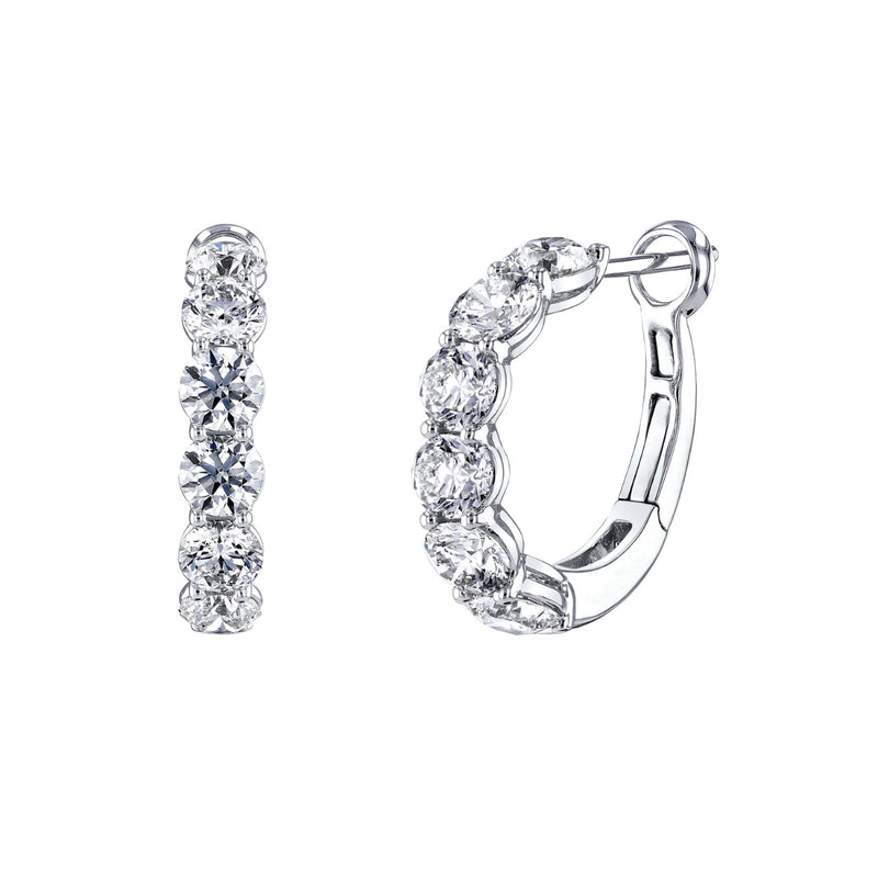 Manfredi Jewels Jewelry - Round Cut 18K White Gold 2.78ct Diamond Hoop Earrings | Manfredi Jewels