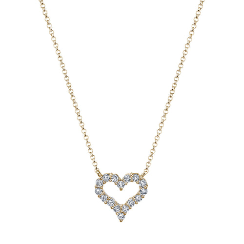 Manfredi Jewels Jewelry - Round Cut 18K Yellow Gold 0.34 ct Diamond Heart Pendant Necklace | Manfredi Jewels