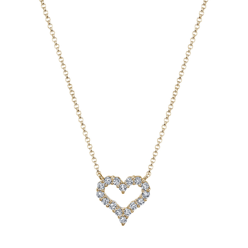 Manfredi Jewels Jewelry - Round Cut 18K Yellow Gold 0.34 ct Diamond Heart Pendant Necklace | Manfredi Jewels