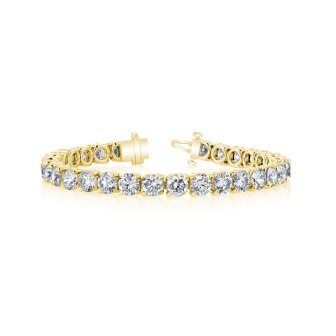 Round Cut 18K Yellow Gold 14.06ct Buttercup Diamond Tennis Bracelet