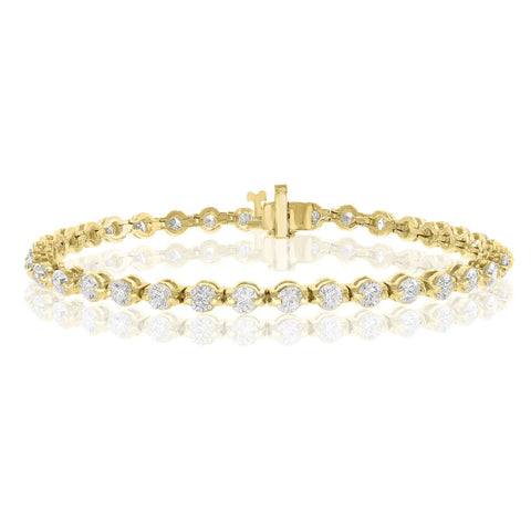 Round Cut 5.01ct 14K Yellow Gold Diamond Bracelet