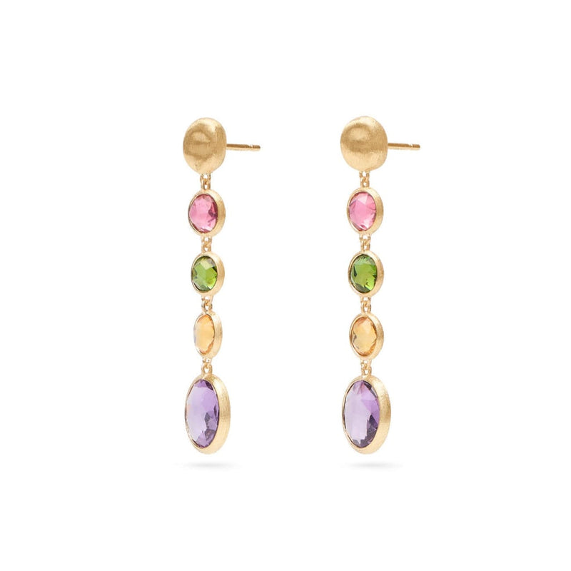 Marco Bicego Jewelry - Jaipur Color 18K Yellow Gold Mixed Gemstone Drop Earrings | Manfredi Jewels