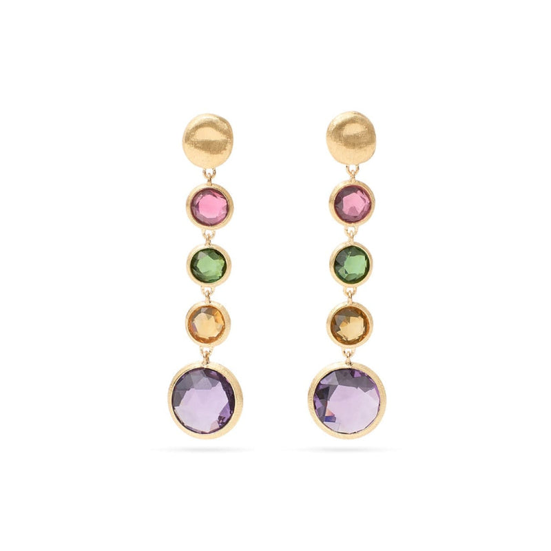 Marco Bicego Jewelry - Jaipur Color 18K Yellow Gold Mixed Gemstone Drop Earrings | Manfredi Jewels