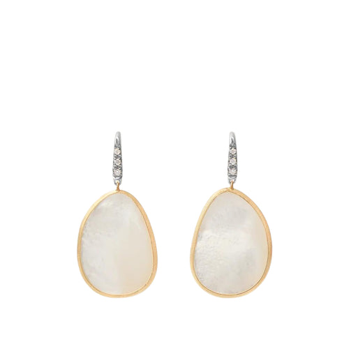 Marco Bicego Jewelry - Lunaria 18K Yellow Gold & Mother of Pearl Drop Earrings With Diamonds Medium | Manfredi Jewels