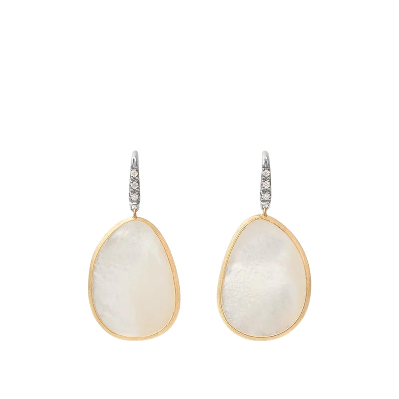 Marco Bicego Jewelry - Lunaria 18K Yellow Gold & Mother of Pearl Drop Earrings With Diamonds Medium | Manfredi Jewels