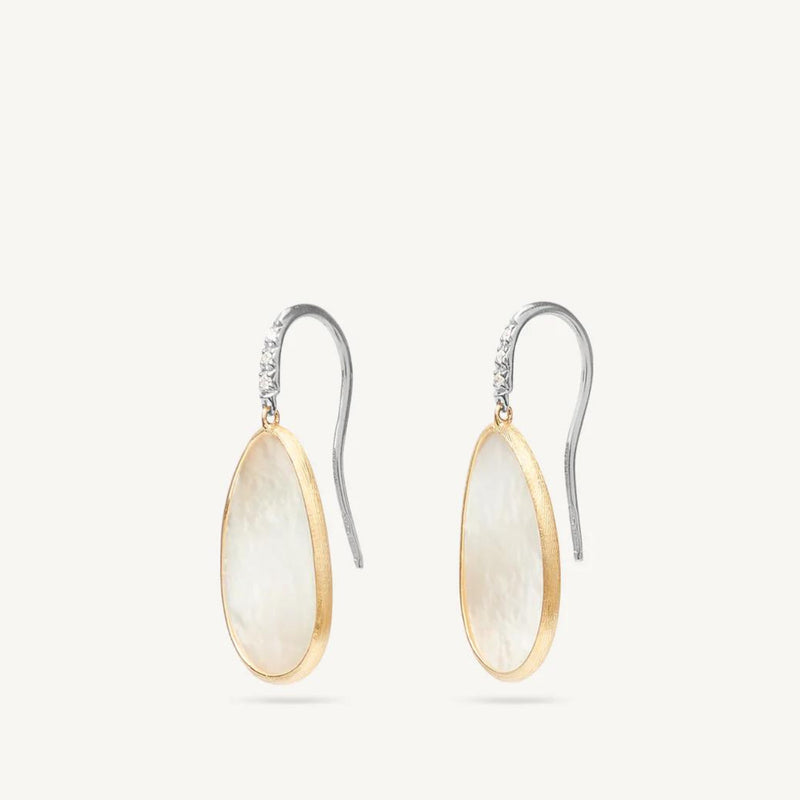 Marco Bicego Jewelry - Lunaria 18K Yellow Gold & Mother of Pearl Drop Earrings With Diamonds Medium | Manfredi Jewels